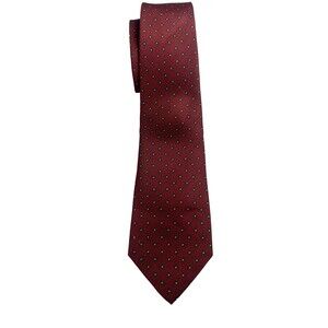 Brooks Brothers Makers Silk Tie Burgundy Geometric Heritage Necktie Made in USA